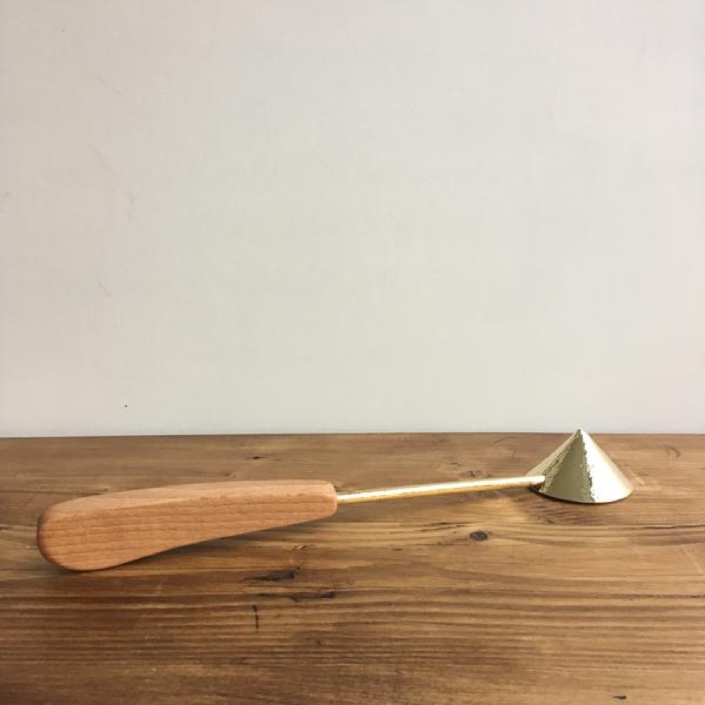 Aerende wood and brass candle snuffer. homewares