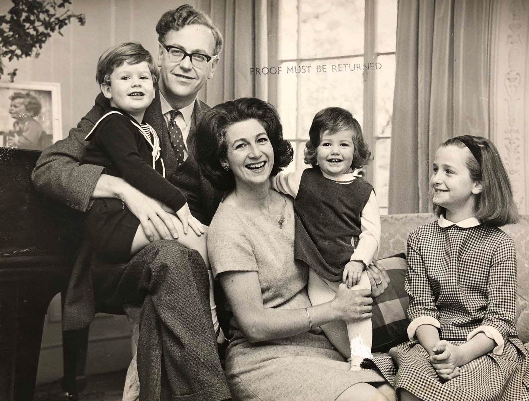 1960's family photo in Kensington living room